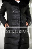 Зимний черный пуховик-пальто